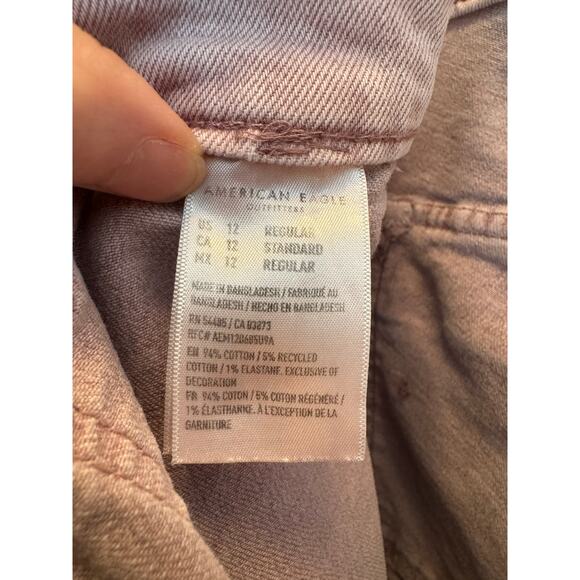 American Eagle Women’s 12 Stretch Skater Jeans High Rise Wide Leg Purple Denim - Picture 3 of 13